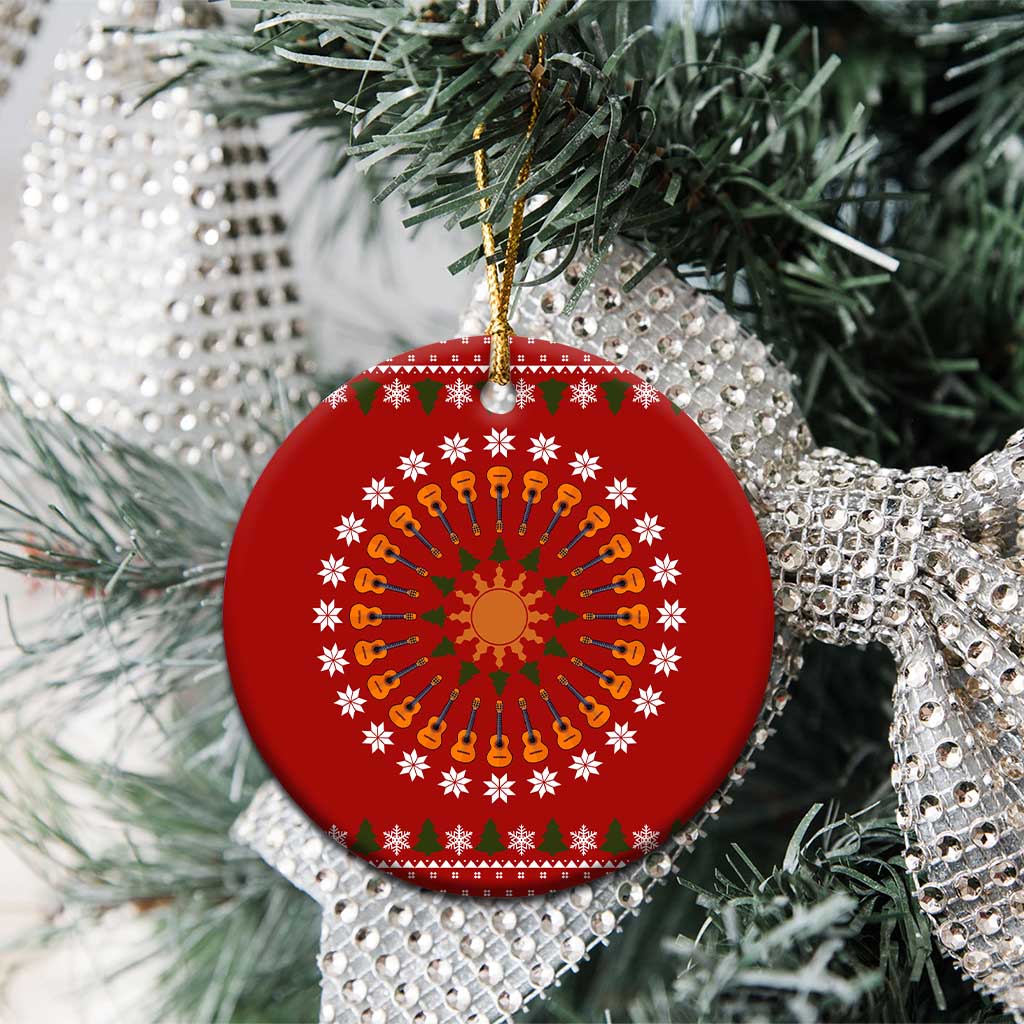 Guitar Lover Christmas Ceramic Ornament Xmas Holiday Patterns - Wonder Print Shop