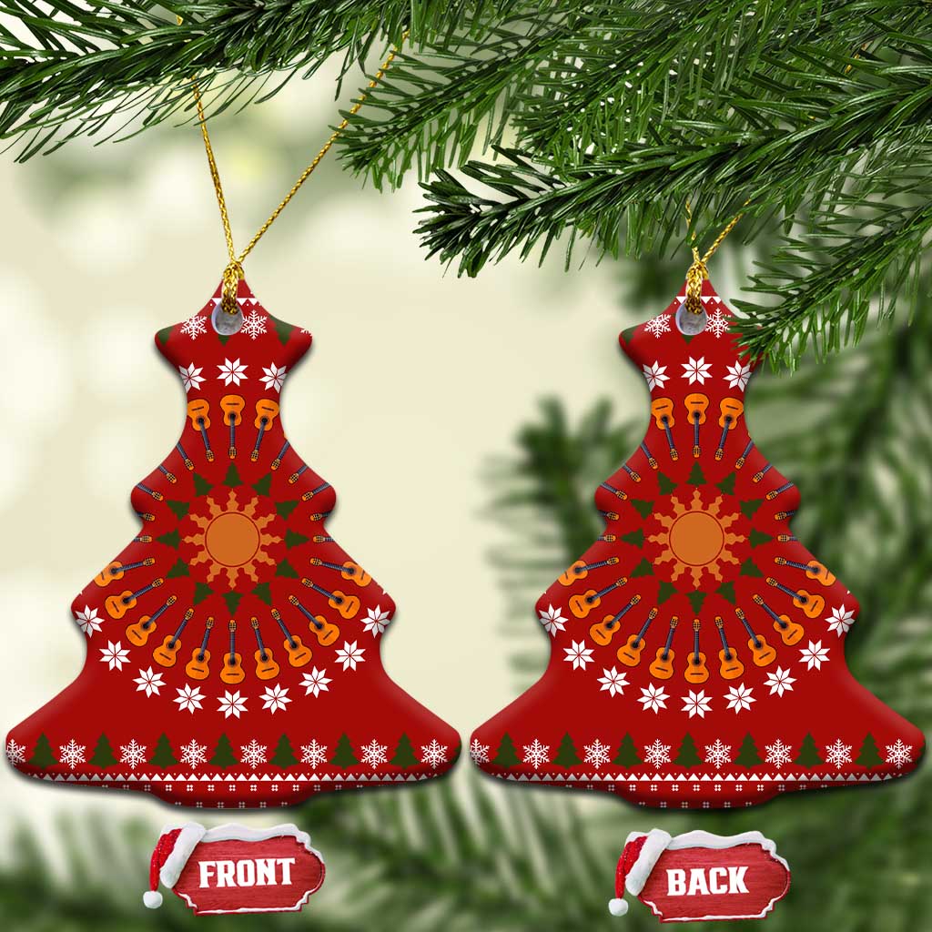 Guitar Lover Christmas Ceramic Ornament Xmas Holiday Patterns - Wonder Print Shop