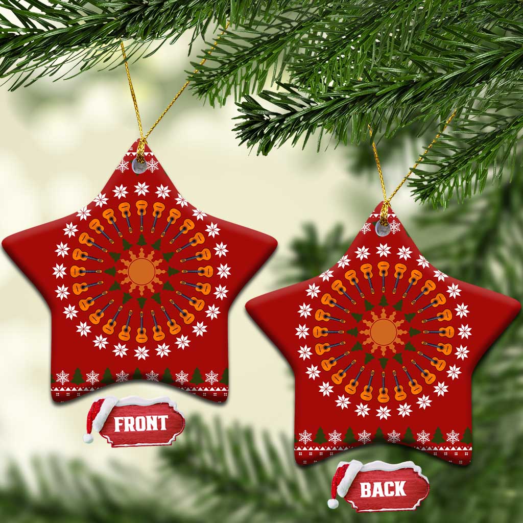 Guitar Lover Christmas Ceramic Ornament Xmas Holiday Patterns - Wonder Print Shop