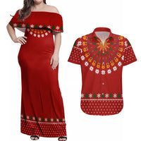 Guitar Lover Christmas Couples Matching Off Shoulder Maxi Dress and Hawaiian Shirt Xmas Holiday Patterns - Wonder Print Shop