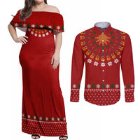 Guitar Lover Christmas Couples Matching Off Shoulder Maxi Dress and Long Sleeve Button Shirt Xmas Holiday Patterns - Wonder Print Shop
