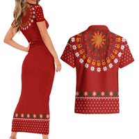 Guitar Lover Christmas Couples Matching Short Sleeve Bodycon Dress and Hawaiian Shirt Xmas Holiday Patterns - Wonder Print Shop