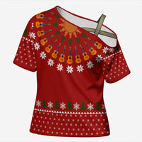 Guitar Lover Christmas Cross Shoulder Shirt Xmas Holiday Patterns - Wonder Print Shop