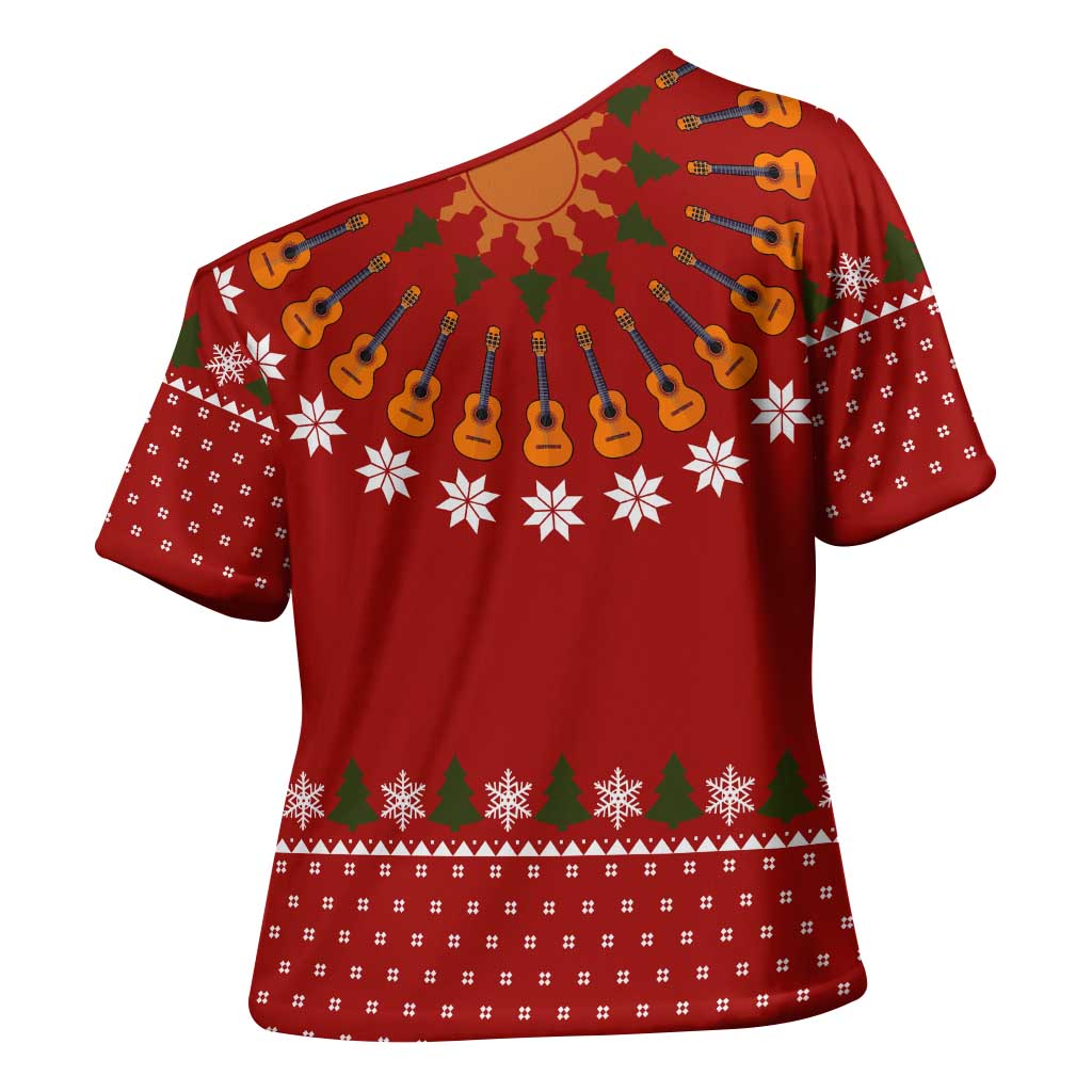 Guitar Lover Christmas Cross Shoulder Shirt Xmas Holiday Patterns - Wonder Print Shop