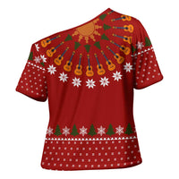 Guitar Lover Christmas Cross Shoulder Shirt Xmas Holiday Patterns - Wonder Print Shop