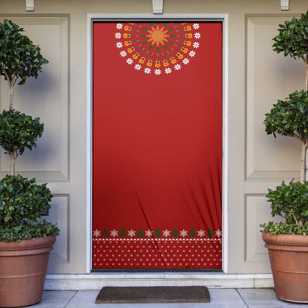 Guitar Lover Christmas Door Cover Xmas Holiday Patterns - Wonder Print Shop