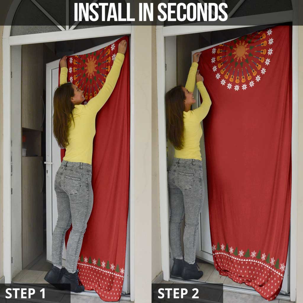 Guitar Lover Christmas Door Cover Xmas Holiday Patterns - Wonder Print Shop