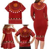 Guitar Lover Christmas Family Matching Long Sleeve Bodycon Dress and Hawaiian Shirt Xmas Holiday Patterns - Wonder Print Shop
