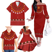 Guitar Lover Christmas Family Matching Off The Shoulder Long Sleeve Dress and Hawaiian Shirt Xmas Holiday Patterns - Wonder Print Shop