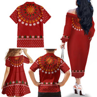 Guitar Lover Christmas Family Matching Off The Shoulder Long Sleeve Dress and Hawaiian Shirt Xmas Holiday Patterns - Wonder Print Shop