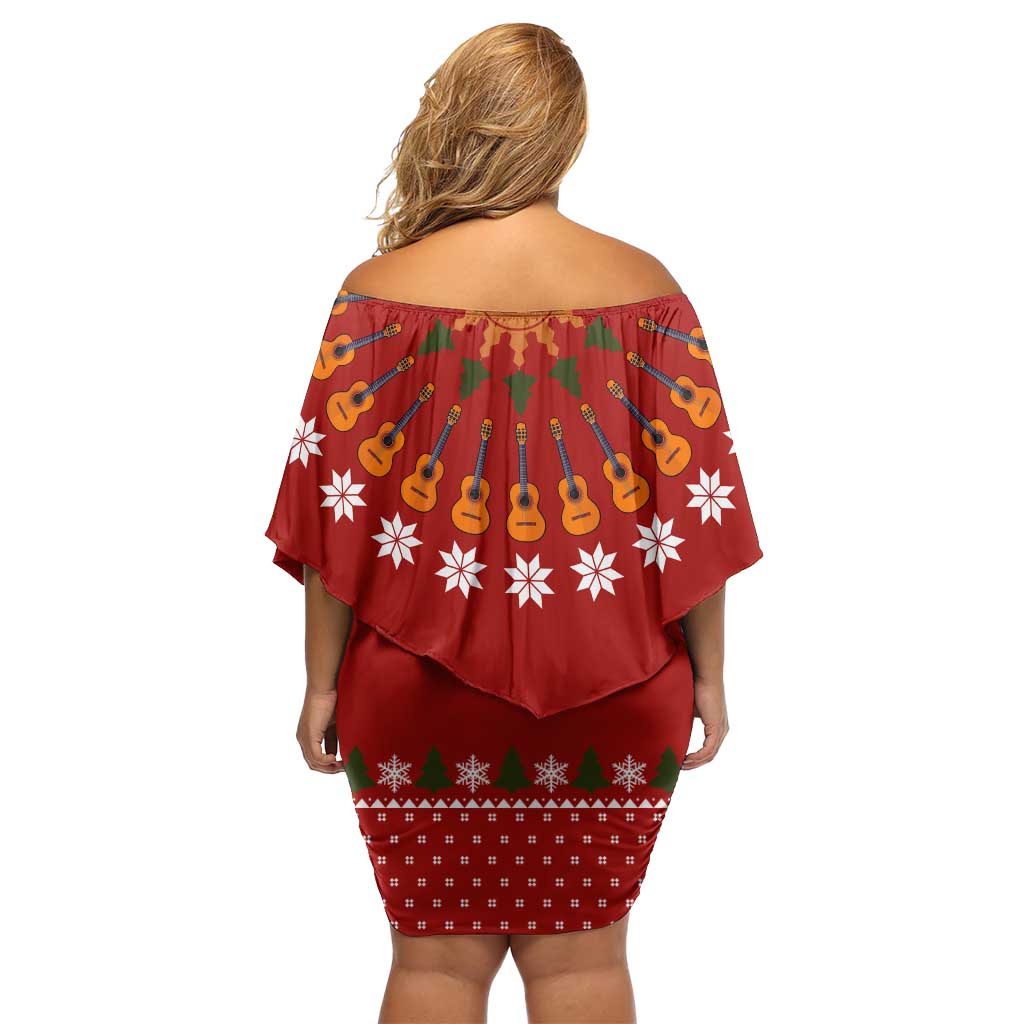 Guitar Lover Christmas Family Matching Off Shoulder Short Dress and Hawaiian Shirt Xmas Holiday Patterns - Wonder Print Shop