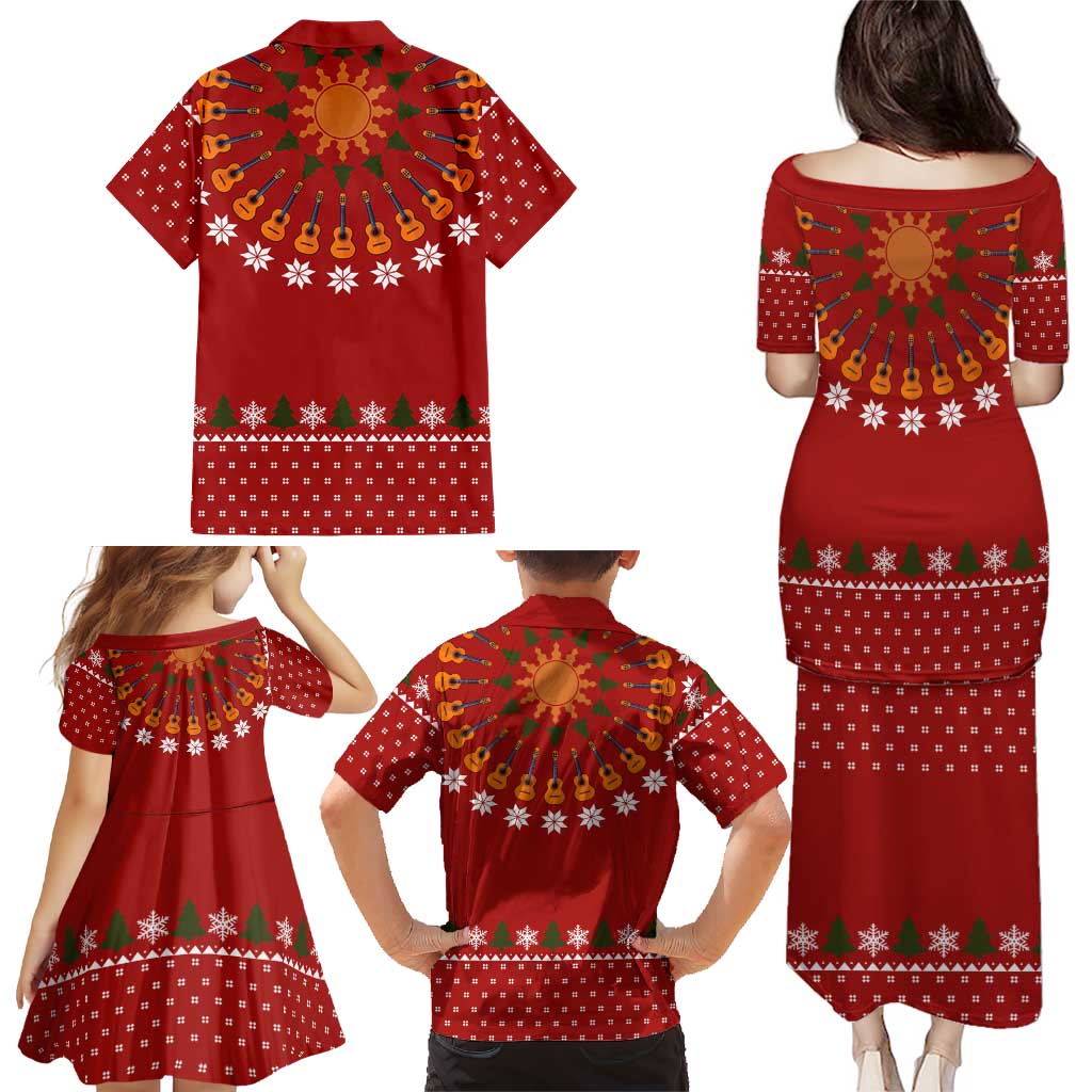 Guitar Lover Christmas Family Matching Puletasi and Hawaiian Shirt Xmas Holiday Patterns - Wonder Print Shop