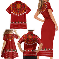 Guitar Lover Christmas Family Matching Short Sleeve Bodycon Dress and Hawaiian Shirt Xmas Holiday Patterns - Wonder Print Shop