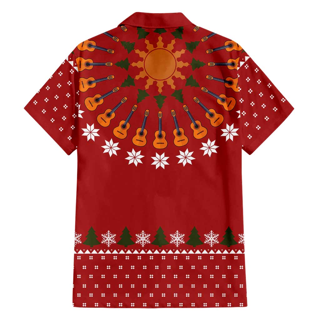 Guitar Lover Christmas Family Matching Short Sleeve Bodycon Dress and Hawaiian Shirt Xmas Holiday Patterns - Wonder Print Shop