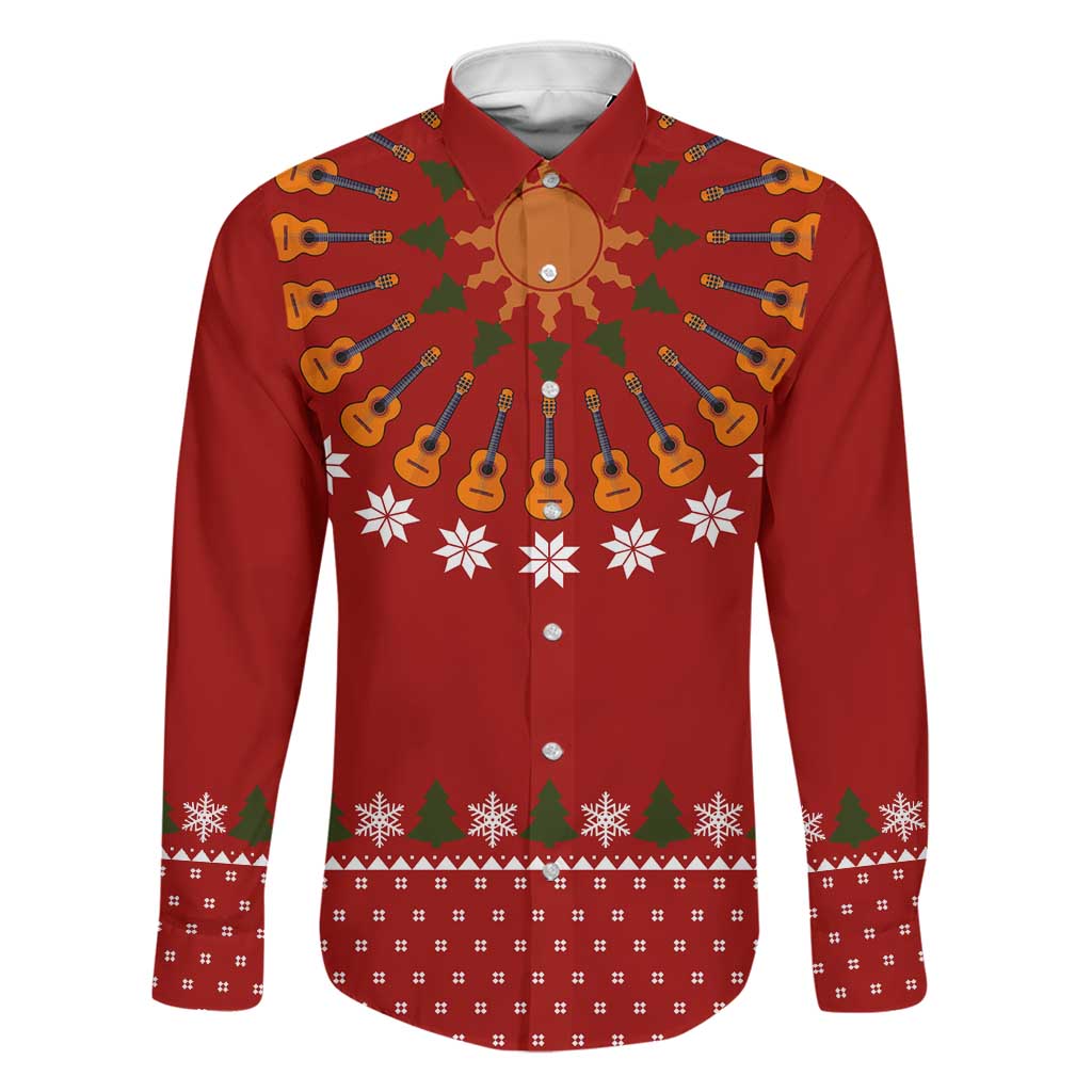 Guitar Lover Christmas Family Matching Short Sleeve Bodycon Dress and Hawaiian Shirt Xmas Holiday Patterns - Wonder Print Shop