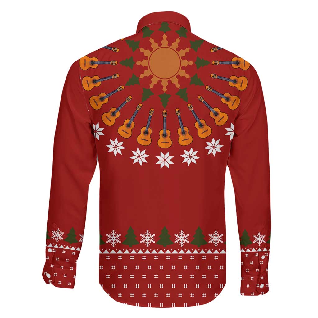 Guitar Lover Christmas Family Matching Short Sleeve Bodycon Dress and Hawaiian Shirt Xmas Holiday Patterns - Wonder Print Shop
