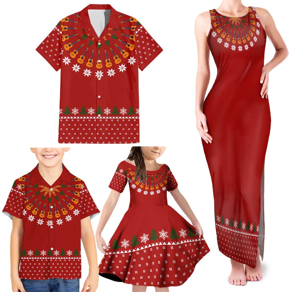 Guitar Lover Christmas Family Matching Tank Maxi Dress and Hawaiian Shirt Xmas Holiday Patterns - Wonder Print Shop
