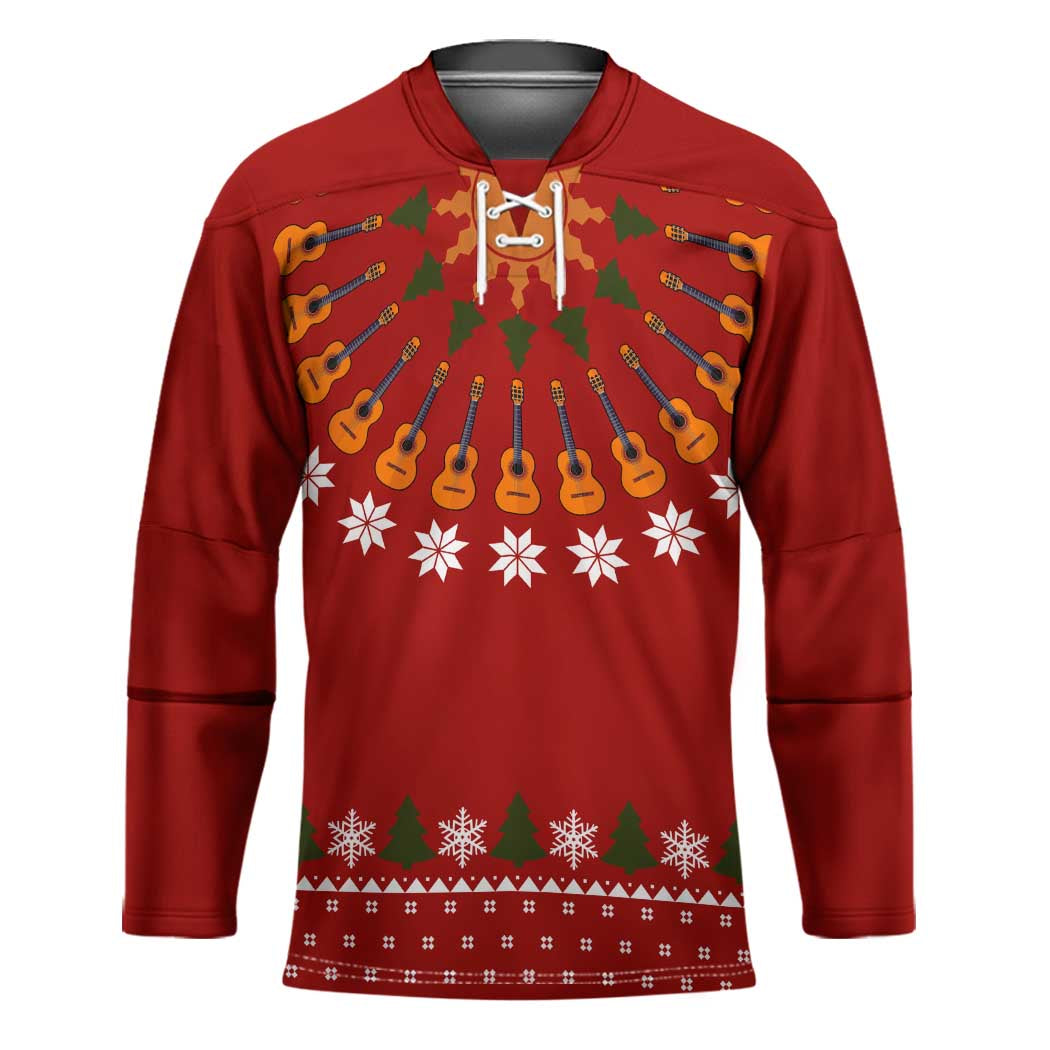 Guitar Lover Christmas Hockey Jersey Xmas Holiday Patterns - Wonder Print Shop