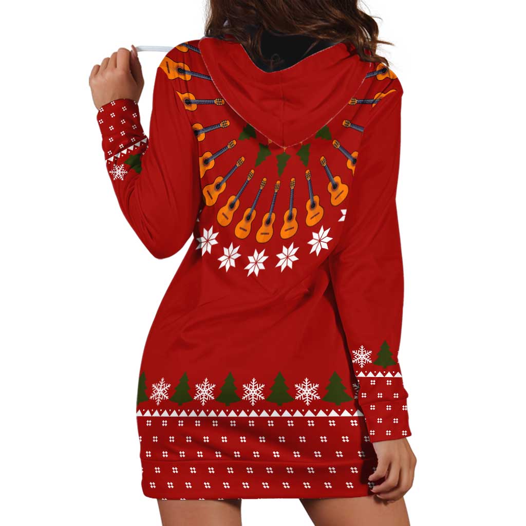 Guitar Lover Christmas Hoodie Dress Xmas Holiday Patterns - Wonder Print Shop