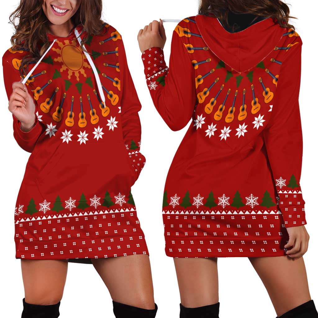 Guitar Lover Christmas Hoodie Dress Xmas Holiday Patterns - Wonder Print Shop