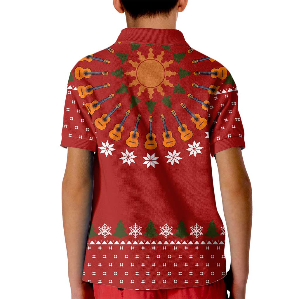 Guitar Lover Christmas Kid Polo Shirt Xmas Holiday Patterns - Wonder Print Shop