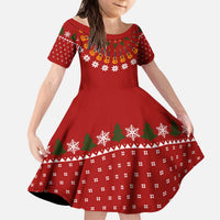 Guitar Lover Christmas Kid Short Sleeve Dress Xmas Holiday Patterns - Wonder Print Shop