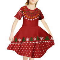 Guitar Lover Christmas Kid Short Sleeve Dress Xmas Holiday Patterns - Wonder Print Shop