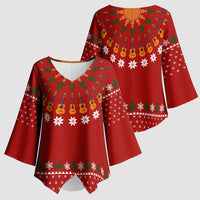 Guitar Lover Christmas Kimono Sleeve Blouse Xmas Holiday Patterns - Wonder Print Shop
