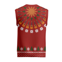 Guitar Lover Christmas Knitted V-Neck Vest Xmas Holiday Patterns - Wonder Print Shop