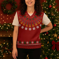 Guitar Lover Christmas Knitted V-Neck Vest Xmas Holiday Patterns - Wonder Print Shop