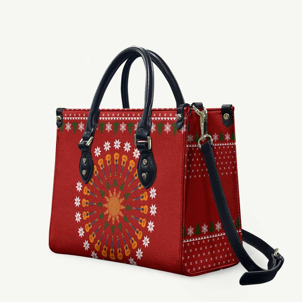 Guitar Lover Christmas Leather Bag Xmas Holiday Patterns - Wonder Print Shop