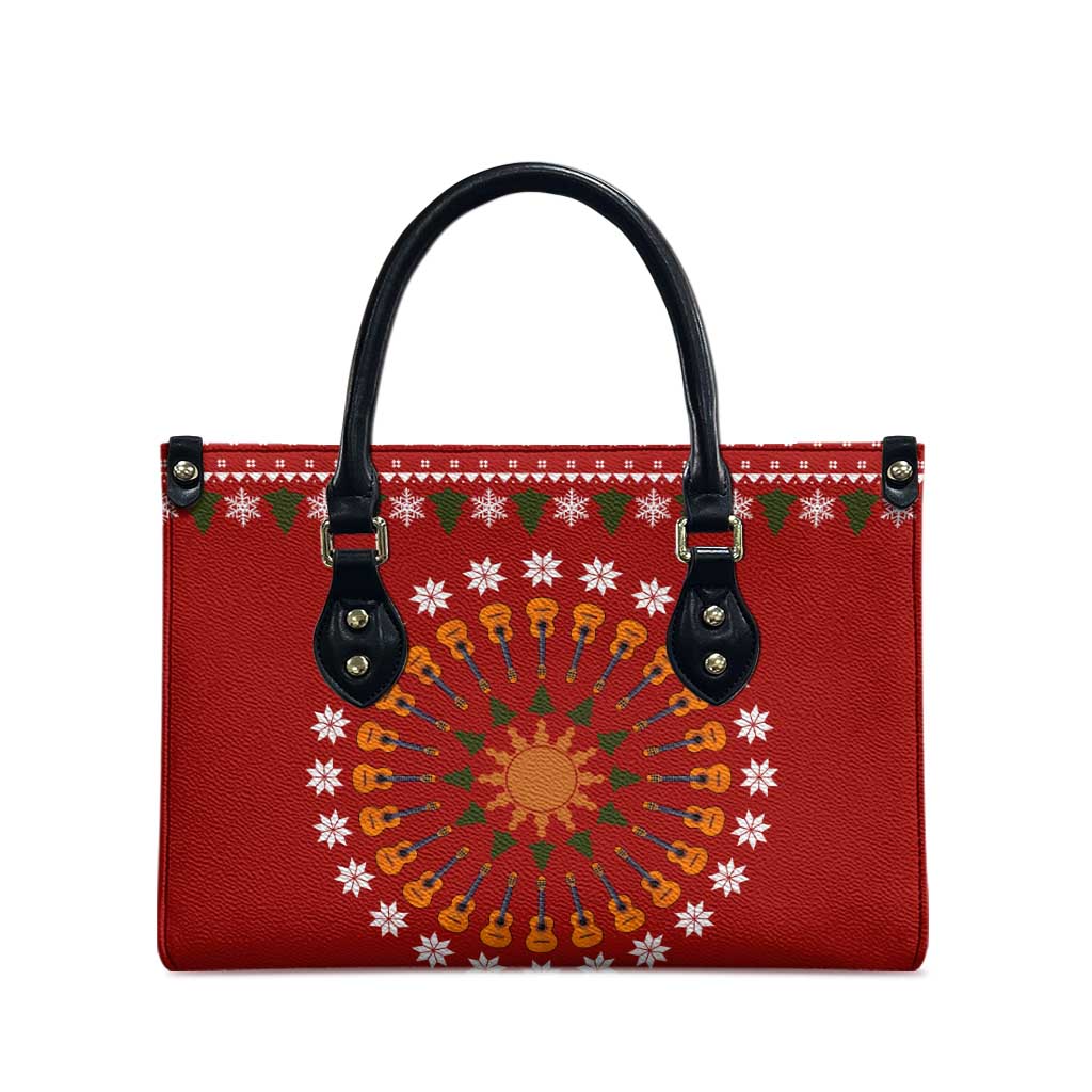 Guitar Lover Christmas Leather Bag Xmas Holiday Patterns - Wonder Print Shop
