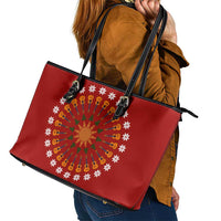 Guitar Lover Christmas Leather Tote Bag Xmas Holiday Patterns - Wonder Print Shop