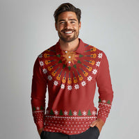 Guitar Lover Christmas Long Sleeve Polo Shirt Xmas Holiday Patterns - Wonder Print Shop