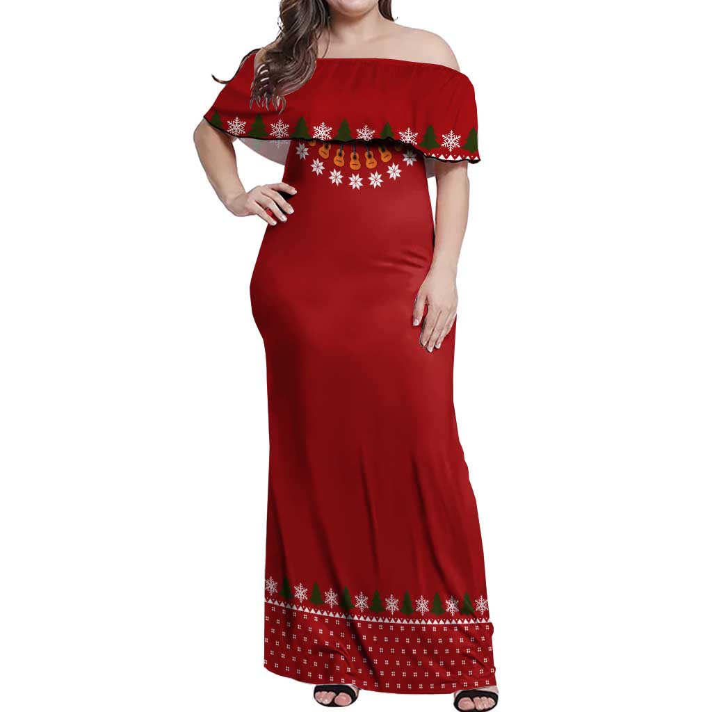 Guitar Lover Christmas Off Shoulder Maxi Dress Xmas Holiday Patterns - Wonder Print Shop