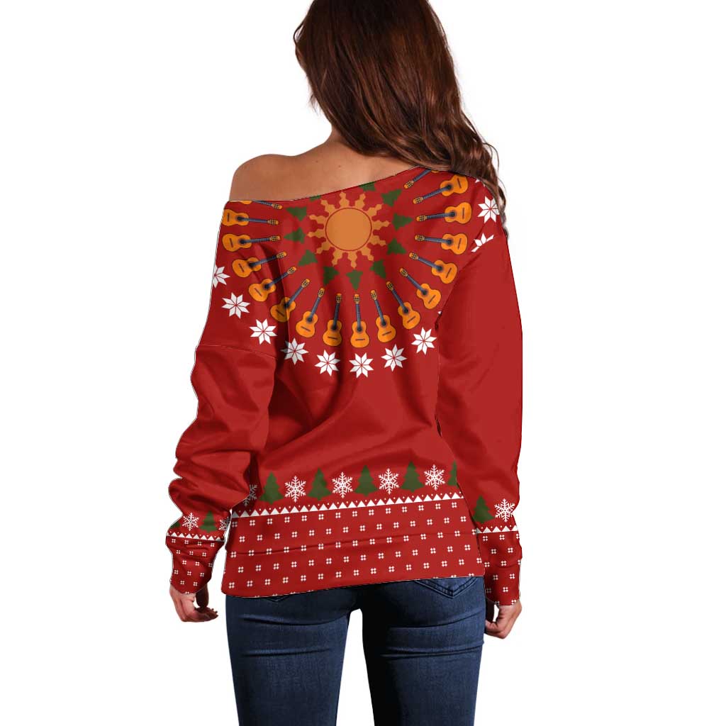 Guitar Lover Christmas Off Shoulder Sweater Xmas Holiday Patterns - Wonder Print Shop