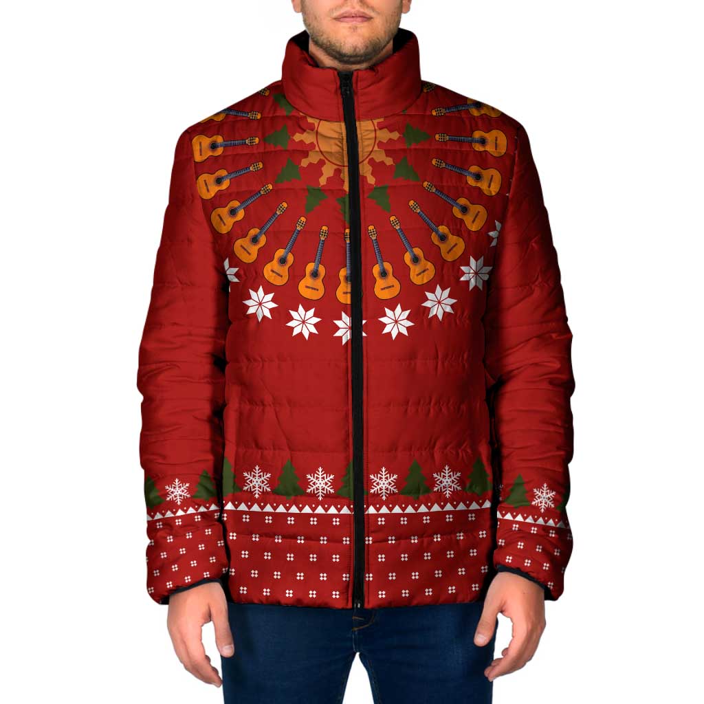 Guitar Lover Christmas Padded Jacket Xmas Holiday Patterns - Wonder Print Shop