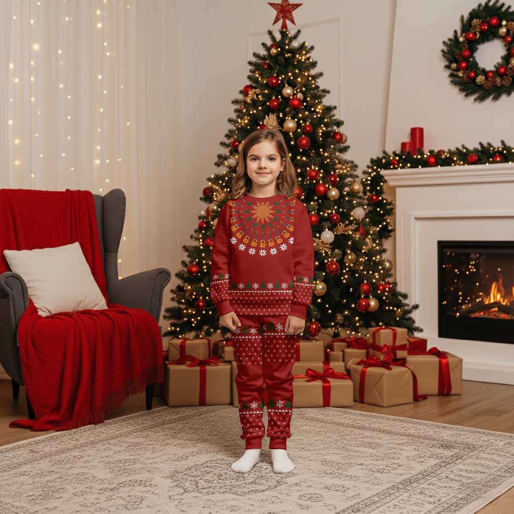 Guitar Lover Christmas Pajama Set Xmas Holiday Patterns - Wonder Print Shop