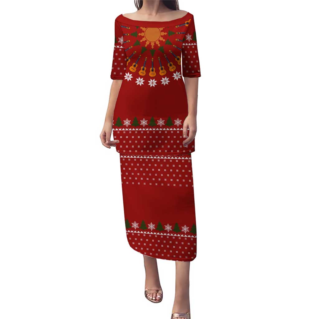 Guitar Lover Christmas Puletasi Xmas Holiday Patterns - Wonder Print Shop
