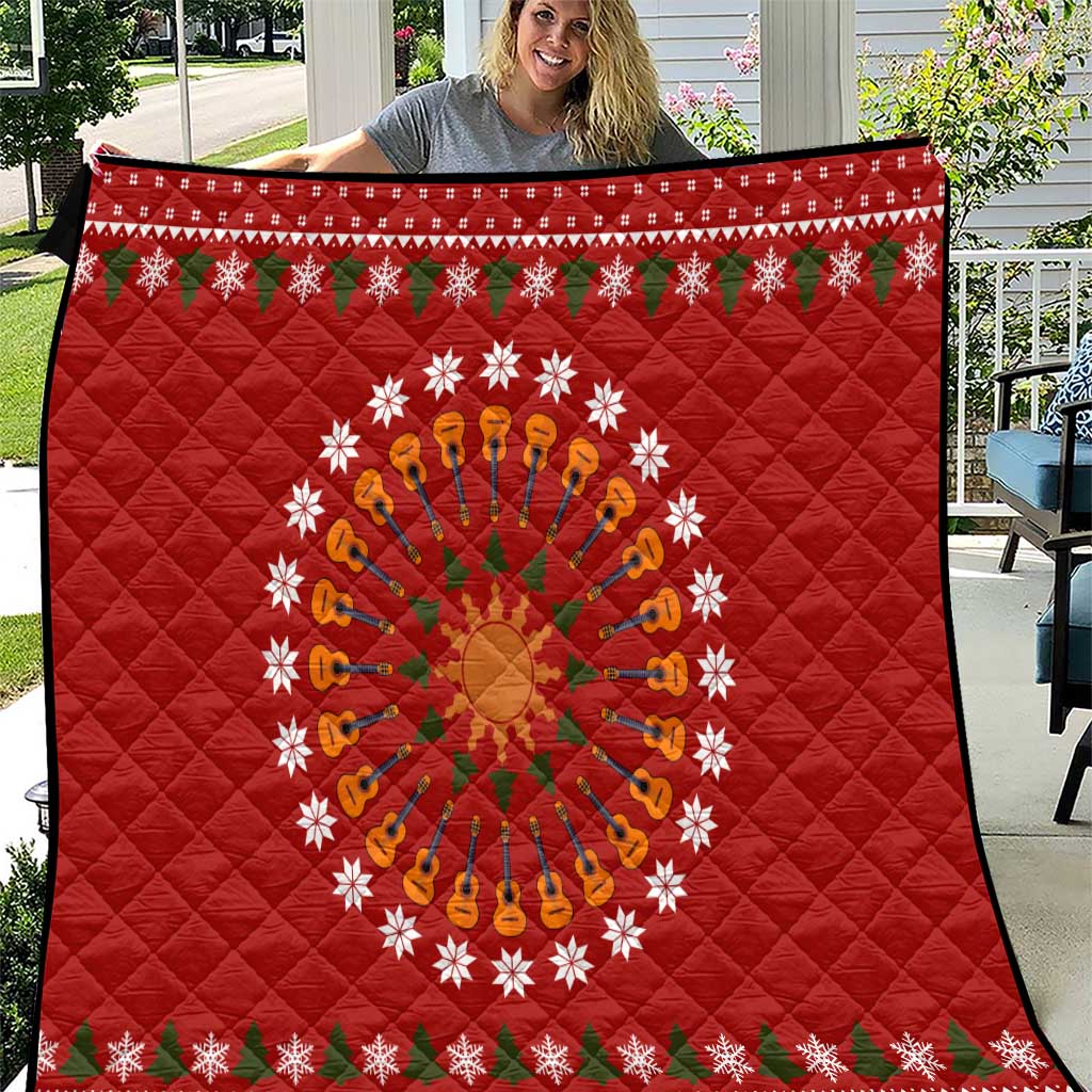 Guitar Lover Christmas Quilt Xmas Holiday Patterns - Wonder Print Shop