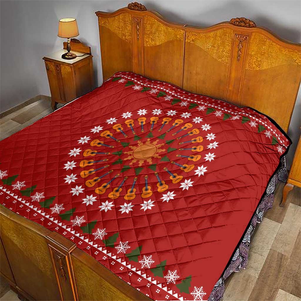 Guitar Lover Christmas Quilt Xmas Holiday Patterns - Wonder Print Shop