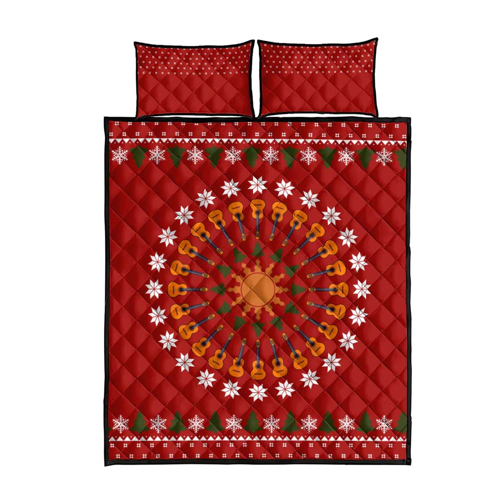 Guitar Lover Christmas Quilt Bed Set Xmas Holiday Patterns - Wonder Print Shop