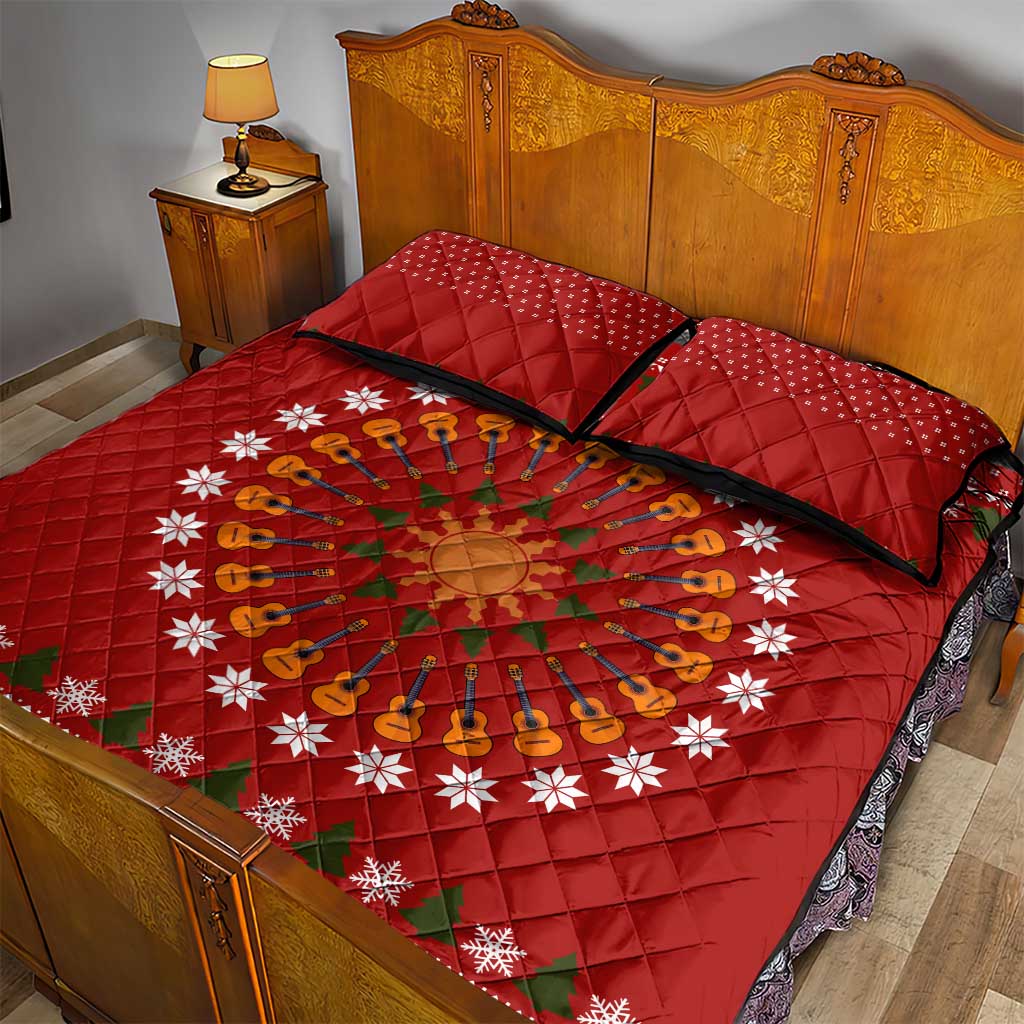 Guitar Lover Christmas Quilt Bed Set Xmas Holiday Patterns - Wonder Print Shop