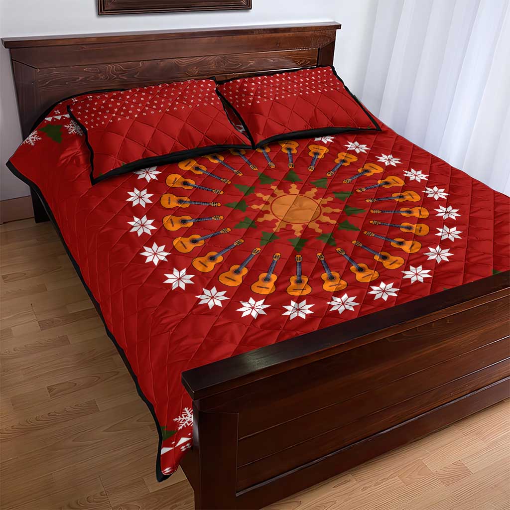 Guitar Lover Christmas Quilt Bed Set Xmas Holiday Patterns - Wonder Print Shop