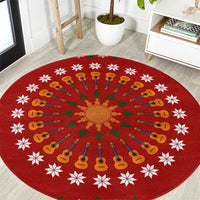 Guitar Lover Christmas Round Carpet Xmas Holiday Patterns - Wonder Print Shop