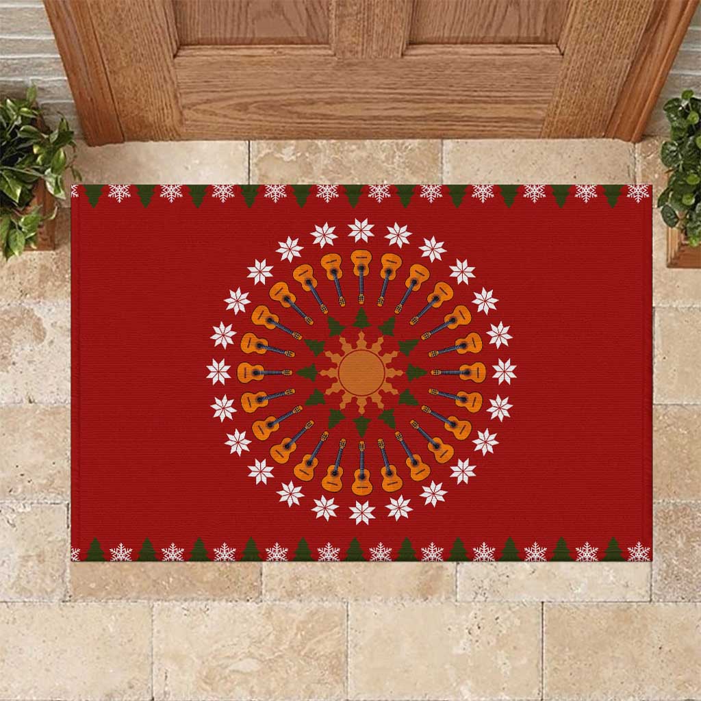 Guitar Lover Christmas Rubber Doormat Xmas Holiday Patterns - Wonder Print Shop