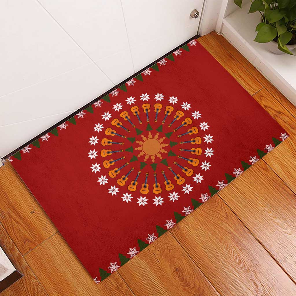 Guitar Lover Christmas Rubber Doormat Xmas Holiday Patterns - Wonder Print Shop
