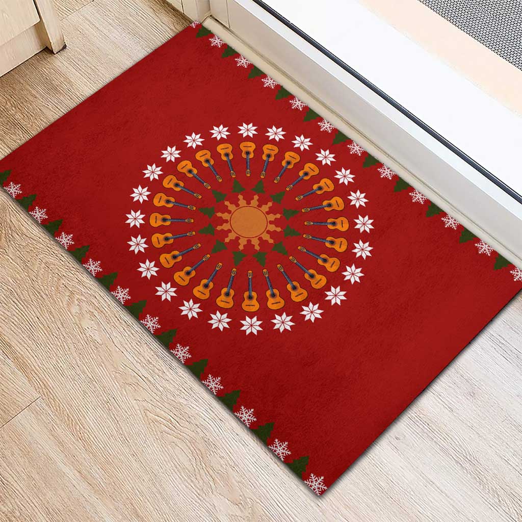Guitar Lover Christmas Rubber Doormat Xmas Holiday Patterns - Wonder Print Shop