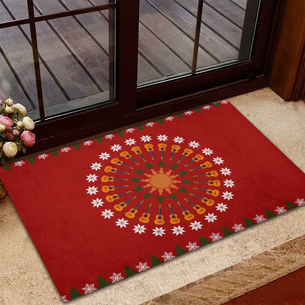 Guitar Lover Christmas Rubber Doormat Xmas Holiday Patterns - Wonder Print Shop
