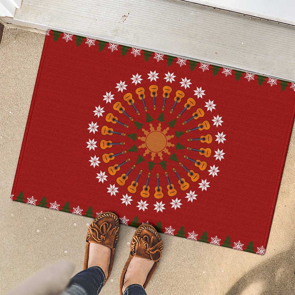 Guitar Lover Christmas Rubber Doormat Xmas Holiday Patterns - Wonder Print Shop